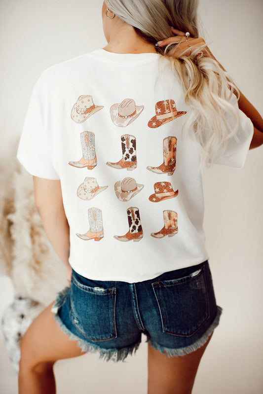 Double-Sided Cowboy Hat & Boots Graphic Tee